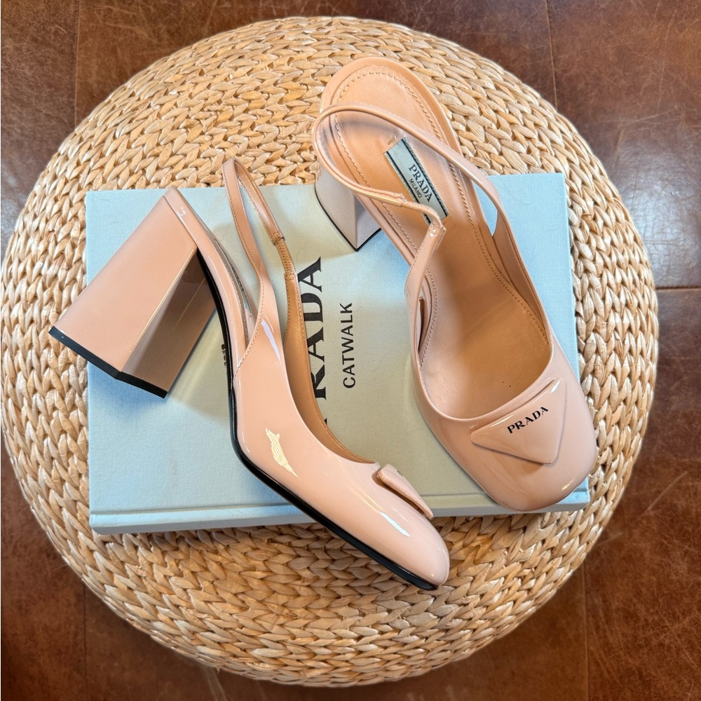 Prada Patent Leather Nude Slingback Pumps - Picture 2 of 16